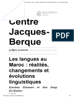 Les Langues Au Maroc :réalités, Changements Et Évolutions Linguistiques