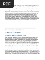 General Discussion Certainty in Commercial Law: This Law Essay Is An Example of A Student's Work