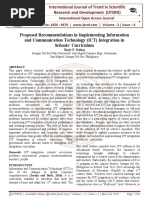 Proposed Recommendations in Implementing Information and Communication Technology (ICT) Integration in Schools' Curriculum