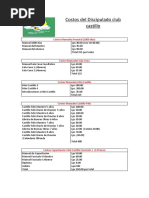 Costos Capacitacion Club Castillo