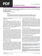 GC-MS Technique and Its Analytical Applications in Science and Technology