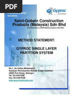 Method Statement - Single Layer Partition System