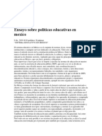 Ensayo Sobre La Politica Educativa en Mexico