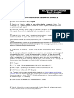 Relação de Documentos para Admissão