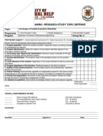 Evaluation Rubric: Research Study Topic Defense: Topic Proponents Program Group No. 2