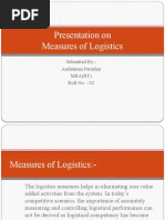 Presentation On Measures of Logistics: Submitted By:-Anshuman Parashar Mba (BT) Roll No. - 02