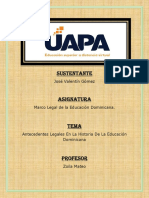 Antecedentes Legales en La Historia de La Educación Dominicana