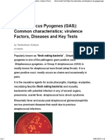 Streptococcus Pyogenes (GAS) : Common Characteristics Virulence Factors, Diseases and Key Tests