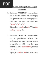 Acentuación de Palabras 4to