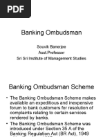 Banking Ombudsman: Souvik Banerjee Asst - Professor Sri Sri Institute of Management Studies