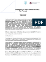 Institutional Arrangements For Post Disaster Recovery: Way Forward