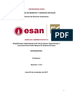 Derecho Administrativo - Simplificación Administrativa en Otros Países. Experiencias Y Lecciones para Poder Mejorar El Sistema Peruano