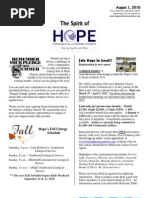 Aug 1 2010 Spirit of Hope Newsletter, Hope Evangelical Lutheran Church