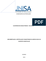 Avc 1 - 2018-1 Implementação, Certificação e Manutenção Da NBR Iso 9001 No Contexto Hospitalar...