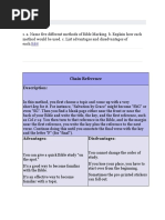 A. Name Five Different Methods of Bible Marking. B. Explain How Each Method Would Be Used. C. List Advantages and Disadvantages of Each