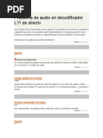 Problema de Audio en Decodificador L11 de Directv