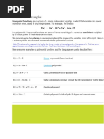 Definitions & Examples: Polynomial Functions