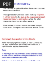 Superposition Theorem: Response in A Linear Circuit Sum of The Responses For Each Independent Source Acting Alone