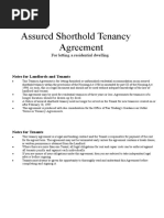 Assured Shorthold Tenancy Agreement: For Letting A Residential Dwelling