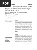 Diagnóstico de Laboratorio de Anticuerpos Antifosfolípidos / 2016