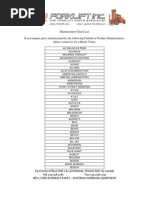 Manufacturer Check List For Forklift Parts