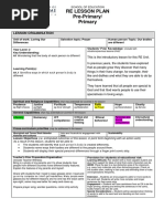 Re Lesson Plan Pre-Primary/ Primary