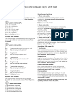 Teacher's Notes and Answer Keys: Unit Test 6: Listening Reading and Writing