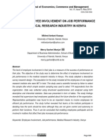 Effect of Employee Involvement On Job Performance in The Medical Research Industry in Kenya