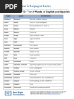 101 Tier 2 Words in English and Spanish