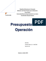 Informe Presupuesto de Operación