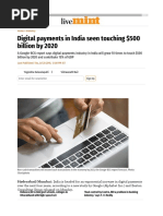 Digital Payments in India Seen Touching $500 Billion by 2020