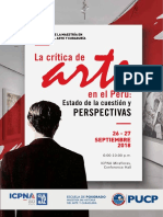 La Crítica de Arte en El Perú: Estado de La Cuestión y Perspectivas - IV Semana de La Maestría en Historia Del Arte y Curaduría de La PUCP