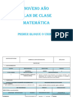 Noveno Plan de Clase Matematica 2016 2017