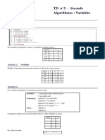 TD Seconde Algorithmes Variables Affichage Td2