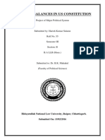 Checks & Balances in Us Constitution: Project of Major Political System