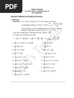 Derivatives - Important Formulae