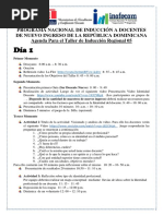 Agenda para El Taller de Induccion Regional 05