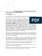 Acto Autentico de Convenciones y Estipulaciones para Fines de Divorcio Por Mutuo Consentimiento