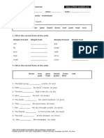 Simple Past 12 Irregular Verbs Worksheets