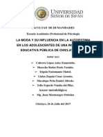 La Moda y Su Influencia en La Autoestima en Los Adolescentes de Una Institucion Educativa Publica de Chiclayo. 2017