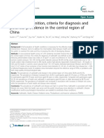 Subhealth: Definition, Criteria For Diagnosis and Potential Prevalence in The Central Region of China