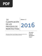 La Clasificación de Los Procesos de Manufactura