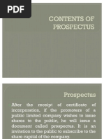 Contents of Prospectus