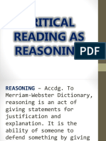 Critical Reading As Reasoning