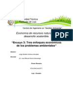 Tres Enfoques Economicos de Los Problemas Ambientales