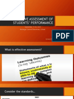 Effective Assessment of Students' Performance: September 13-14, 2018 Buhangin Central Elementary School