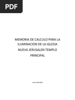 Memoria de Calculo para La Iluminacion de La Iglesia