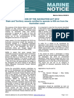 Application of The Navigation Act 2012 State and Territory Vessels Certified To Operate To 600 NM From The Australian Coast