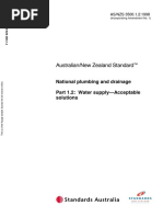 Australian/New Zealand Standard: National Plumbing and Drainage Part 1.2: Water Supply-Acceptable Solutions