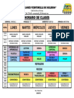 Horario de Clases Planificacion Diaria 2018 - 2019